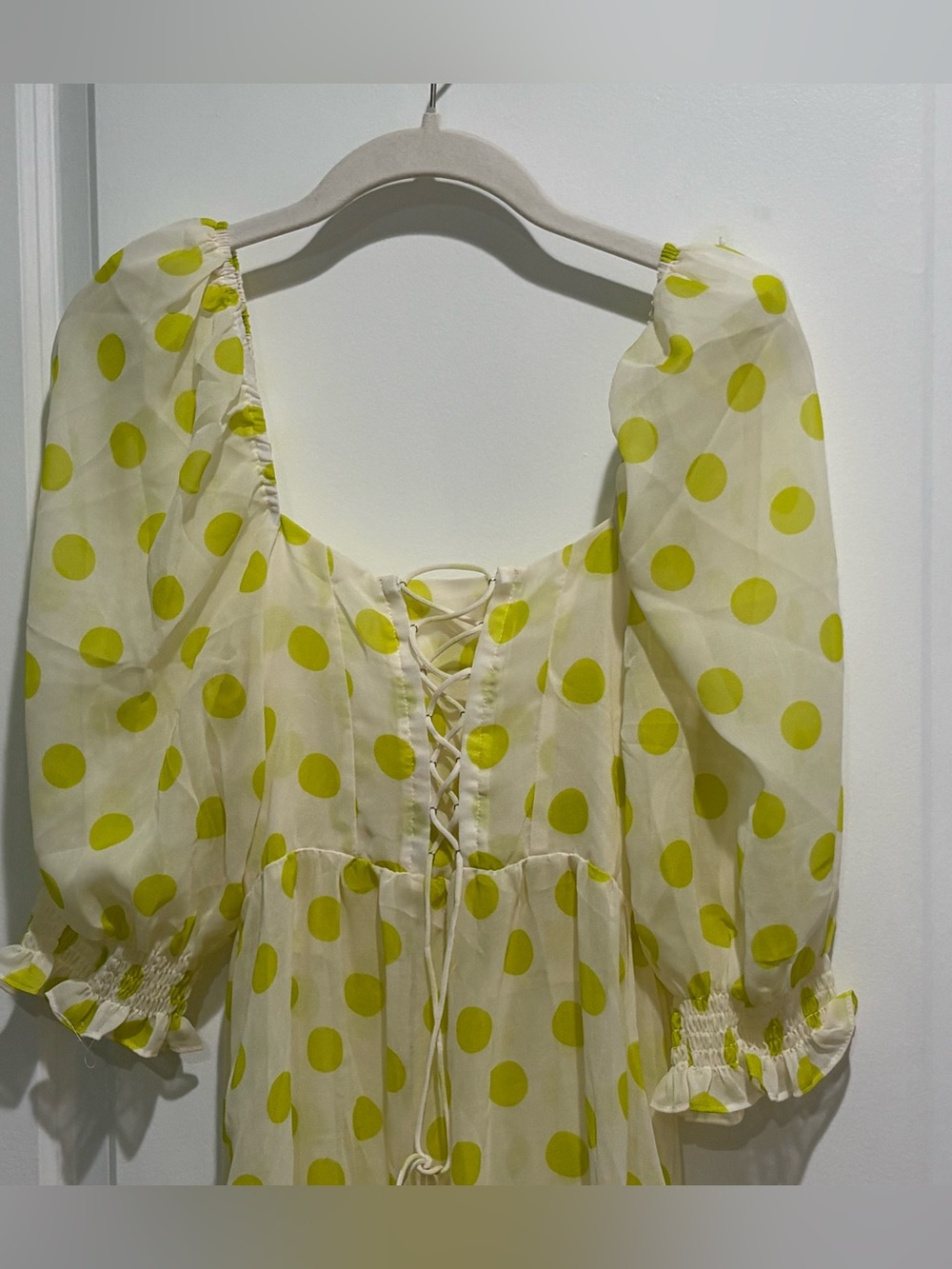 For Love & Lemons Lime Polka Dot Sheer Maxi Dress - Picture 10 of 12